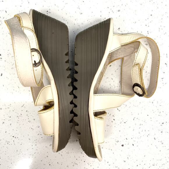 fly london yesk leather wedge heel ankle wrap strap sandals 37 neutral‎ boho - Picture 14 of 15